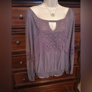 Knox Rose Boho Crochet Lace Top Sz Large